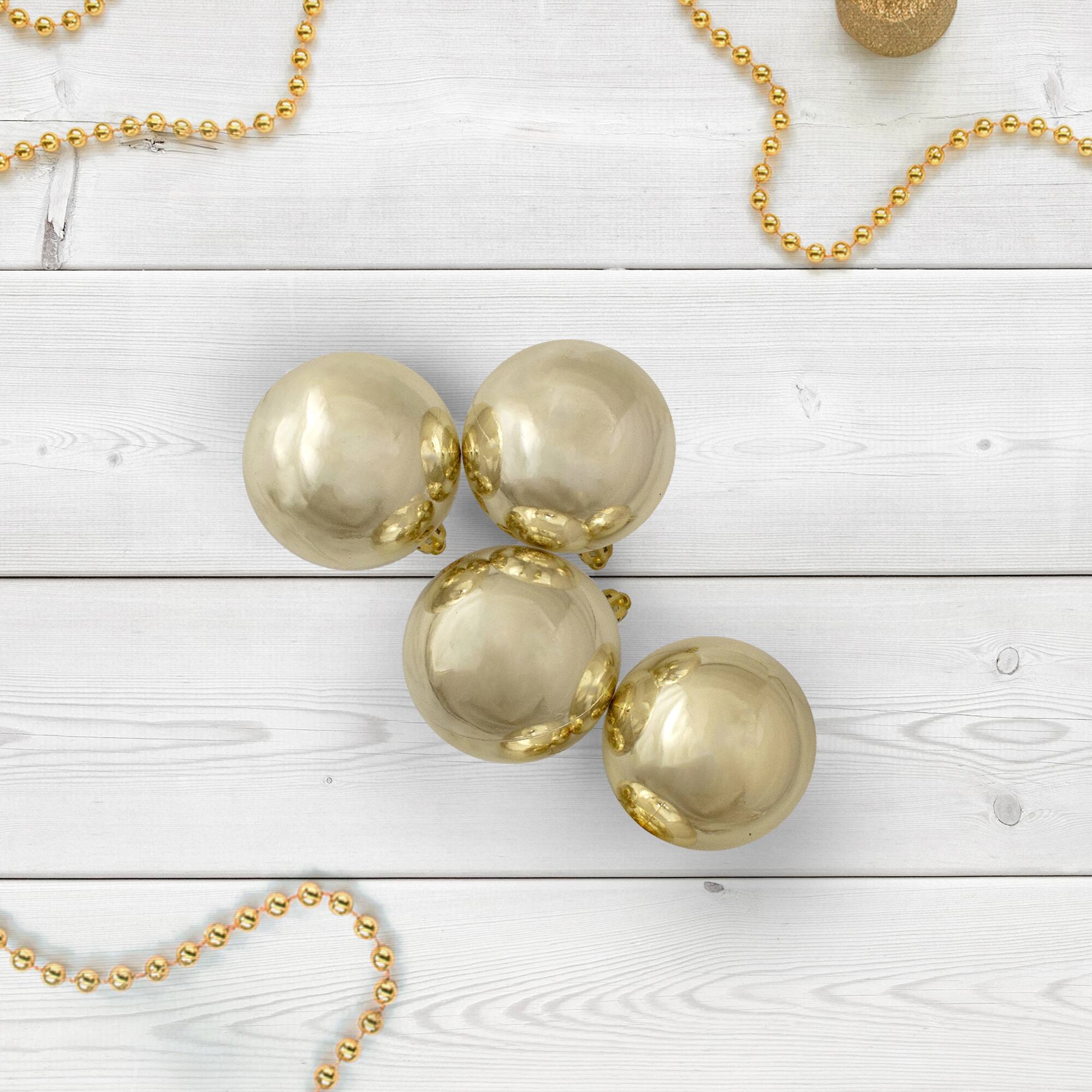 60ct Shiny Champagne Gold Shatterproof Ball Ornaments